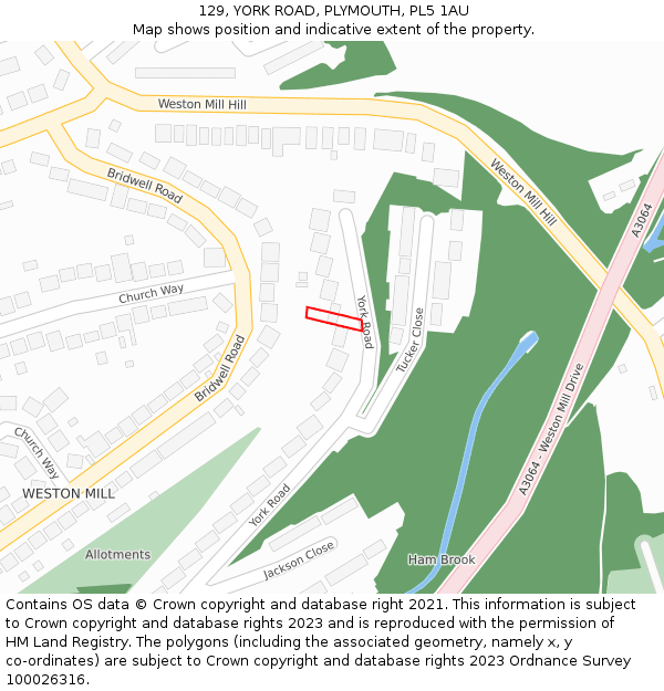 129, YORK ROAD, PLYMOUTH, PL5 1AU: Location map and indicative extent of plot