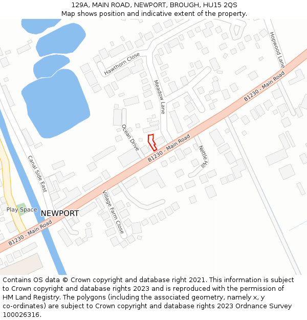 129A, MAIN ROAD, NEWPORT, BROUGH, HU15 2QS: Location map and indicative extent of plot