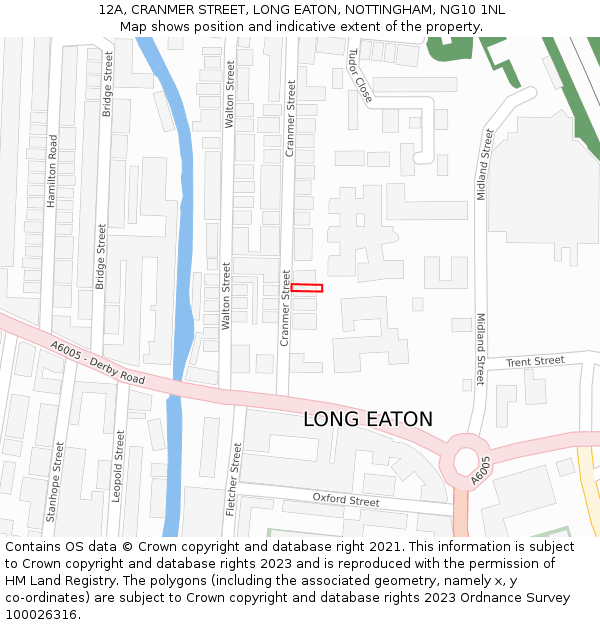 12A, CRANMER STREET, LONG EATON, NOTTINGHAM, NG10 1NL: Location map and indicative extent of plot