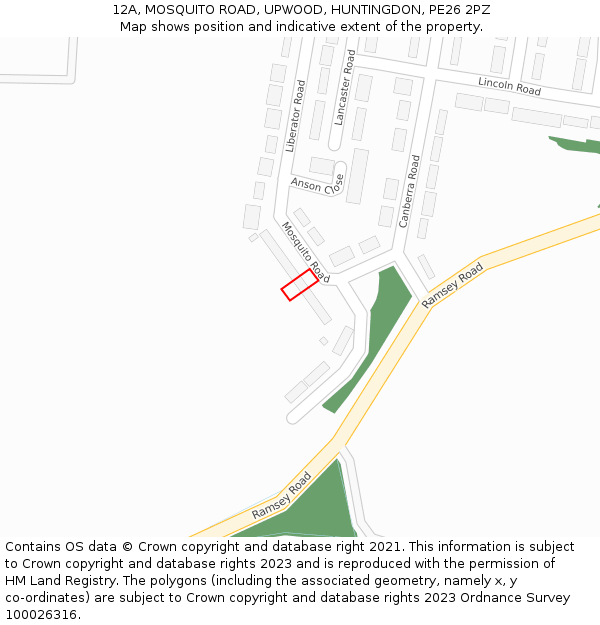 12A, MOSQUITO ROAD, UPWOOD, HUNTINGDON, PE26 2PZ: Location map and indicative extent of plot