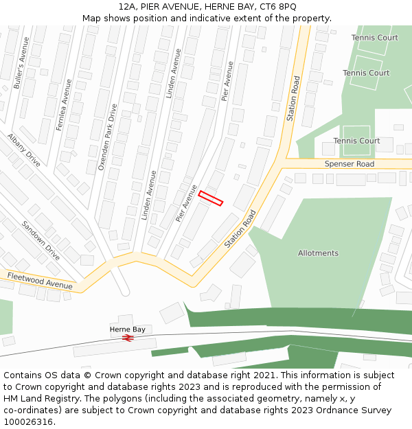 12A, PIER AVENUE, HERNE BAY, CT6 8PQ: Location map and indicative extent of plot