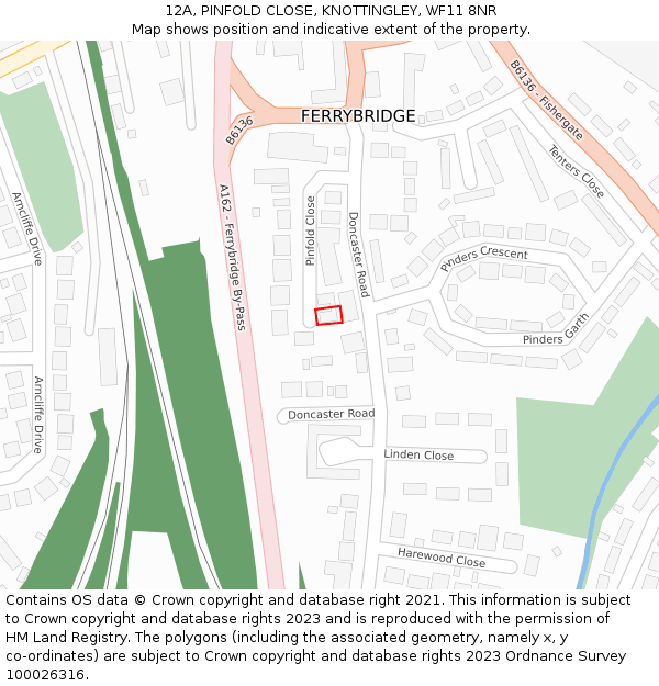 12A, PINFOLD CLOSE, KNOTTINGLEY, WF11 8NR: Location map and indicative extent of plot