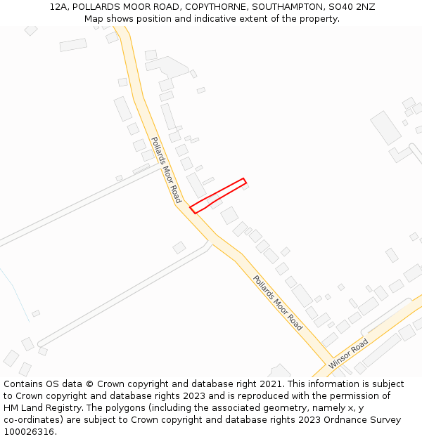 12A, POLLARDS MOOR ROAD, COPYTHORNE, SOUTHAMPTON, SO40 2NZ: Location map and indicative extent of plot