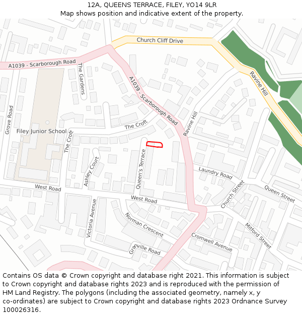 12A, QUEENS TERRACE, FILEY, YO14 9LR: Location map and indicative extent of plot