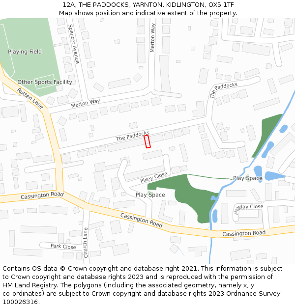 12A, THE PADDOCKS, YARNTON, KIDLINGTON, OX5 1TF: Location map and indicative extent of plot