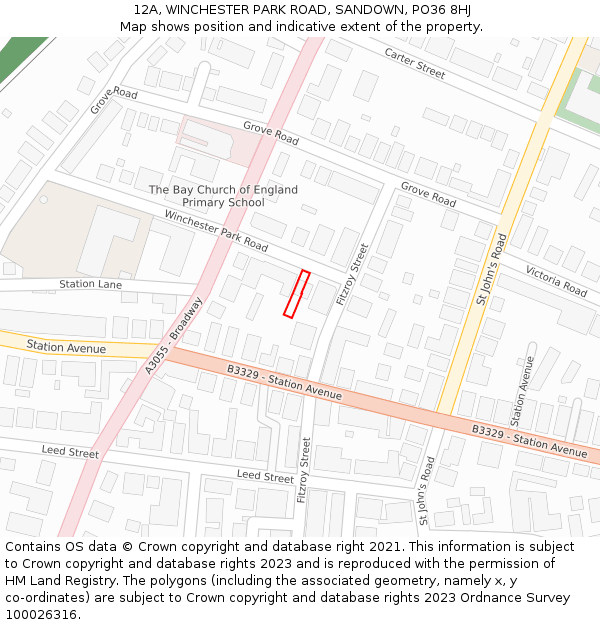 12A, WINCHESTER PARK ROAD, SANDOWN, PO36 8HJ: Location map and indicative extent of plot