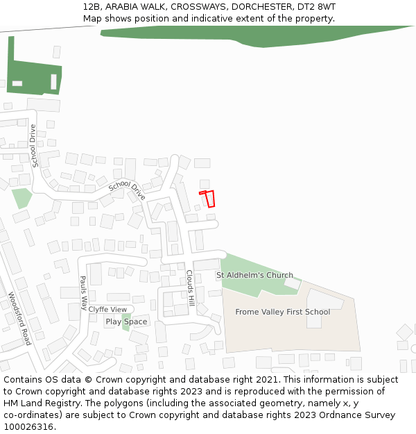 12B, ARABIA WALK, CROSSWAYS, DORCHESTER, DT2 8WT: Location map and indicative extent of plot