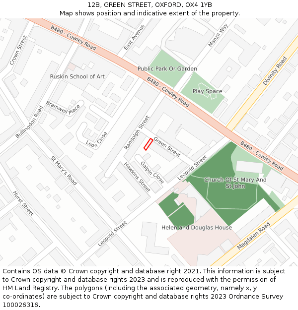 12B, GREEN STREET, OXFORD, OX4 1YB: Location map and indicative extent of plot