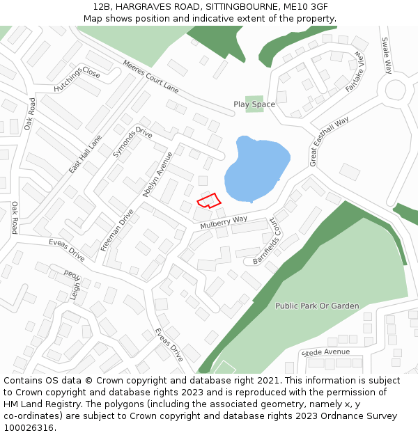 12B, HARGRAVES ROAD, SITTINGBOURNE, ME10 3GF: Location map and indicative extent of plot