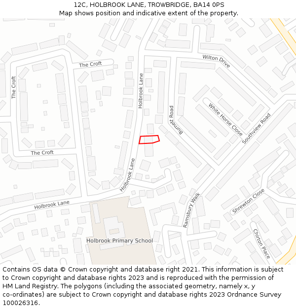 12C, HOLBROOK LANE, TROWBRIDGE, BA14 0PS: Location map and indicative extent of plot