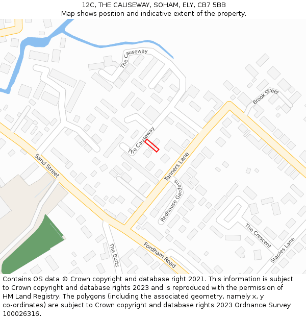 12C, THE CAUSEWAY, SOHAM, ELY, CB7 5BB: Location map and indicative extent of plot