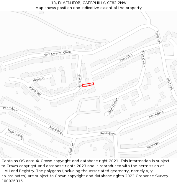 13, BLAEN IFOR, CAERPHILLY, CF83 2NW: Location map and indicative extent of plot