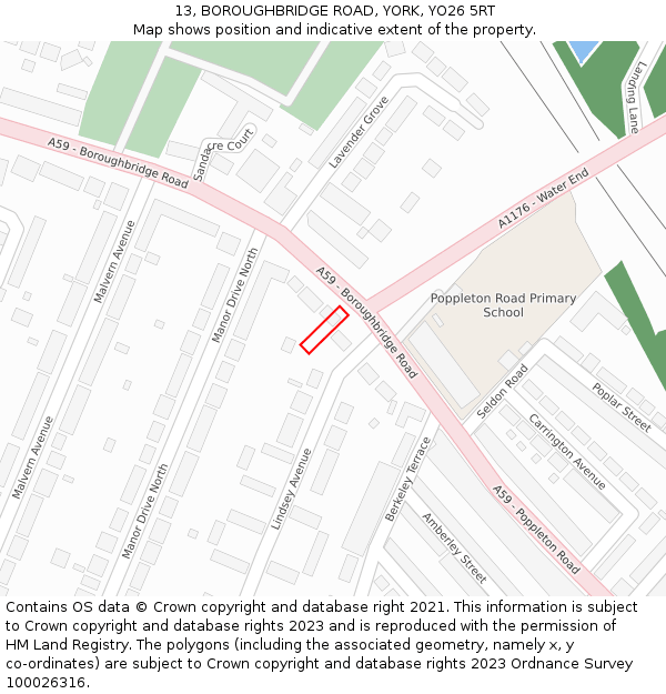 13, BOROUGHBRIDGE ROAD, YORK, YO26 5RT: Location map and indicative extent of plot