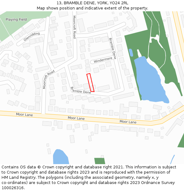 13, BRAMBLE DENE, YORK, YO24 2RL: Location map and indicative extent of plot