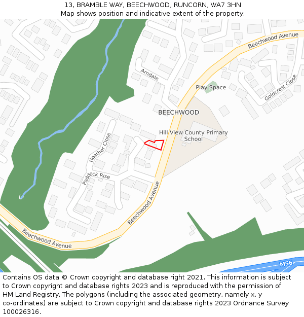 13, BRAMBLE WAY, BEECHWOOD, RUNCORN, WA7 3HN: Location map and indicative extent of plot