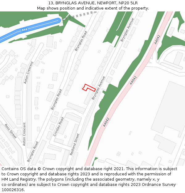 13, BRYNGLAS AVENUE, NEWPORT, NP20 5LR: Location map and indicative extent of plot