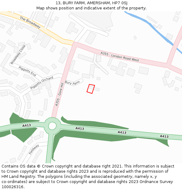 13, BURY FARM, AMERSHAM, HP7 0SJ: Location map and indicative extent of plot