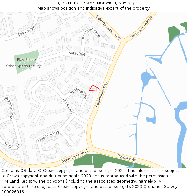 13, BUTTERCUP WAY, NORWICH, NR5 9JQ: Location map and indicative extent of plot