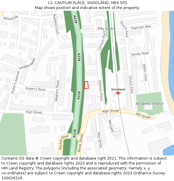 13, CANTIUM PLACE, SNODLAND, ME6 5FD: Location map and indicative extent of plot