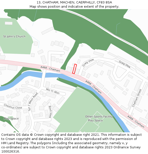 13, CHATHAM, MACHEN, CAERPHILLY, CF83 8SA: Location map and indicative extent of plot