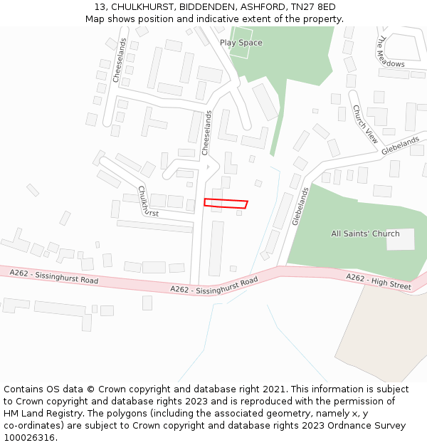 13, CHULKHURST, BIDDENDEN, ASHFORD, TN27 8ED: Location map and indicative extent of plot