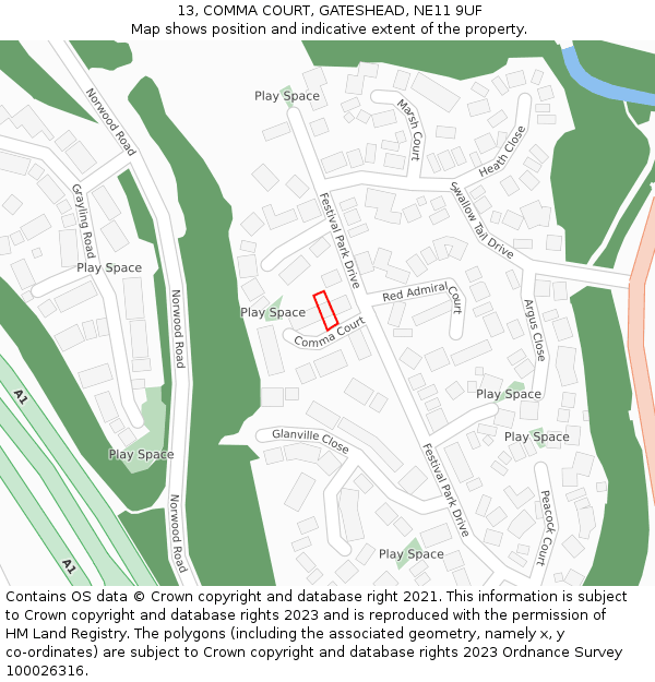 13, COMMA COURT, GATESHEAD, NE11 9UF: Location map and indicative extent of plot