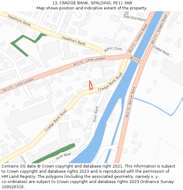 13, CRADGE BANK, SPALDING, PE11 3AB: Location map and indicative extent of plot