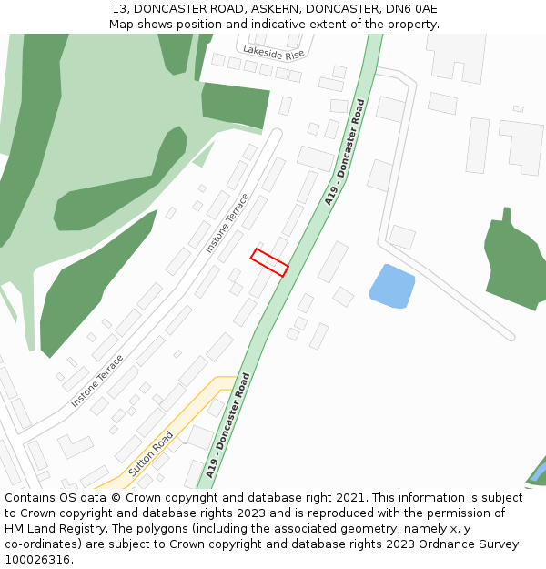 13, DONCASTER ROAD, ASKERN, DONCASTER, DN6 0AE: Location map and indicative extent of plot