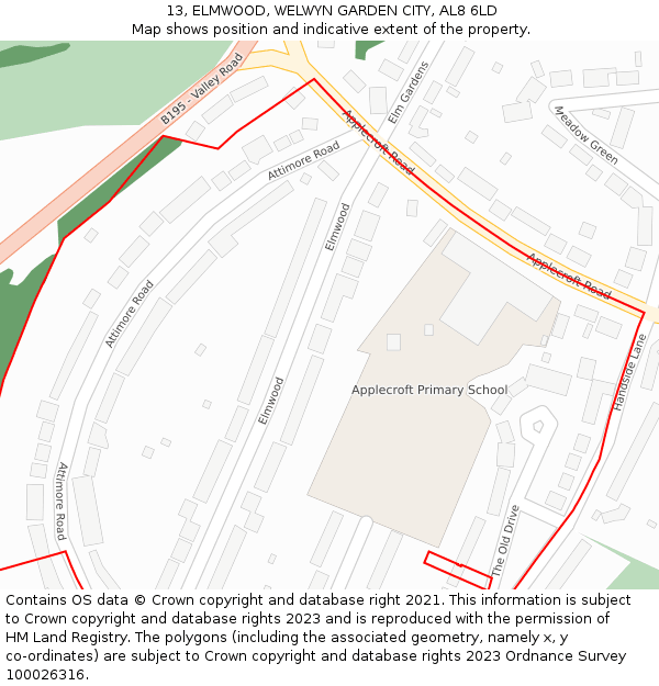 13, ELMWOOD, WELWYN GARDEN CITY, AL8 6LD: Location map and indicative extent of plot