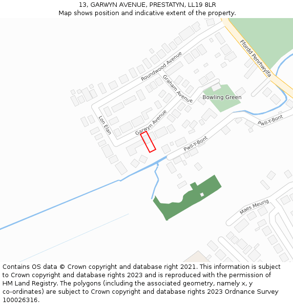 13, GARWYN AVENUE, PRESTATYN, LL19 8LR: Location map and indicative extent of plot