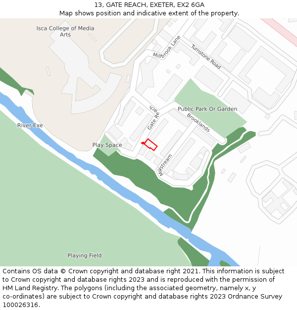 13, GATE REACH, EXETER, EX2 6GA: Location map and indicative extent of plot