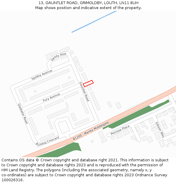 13, GAUNTLET ROAD, GRIMOLDBY, LOUTH, LN11 8UH: Location map and indicative extent of plot