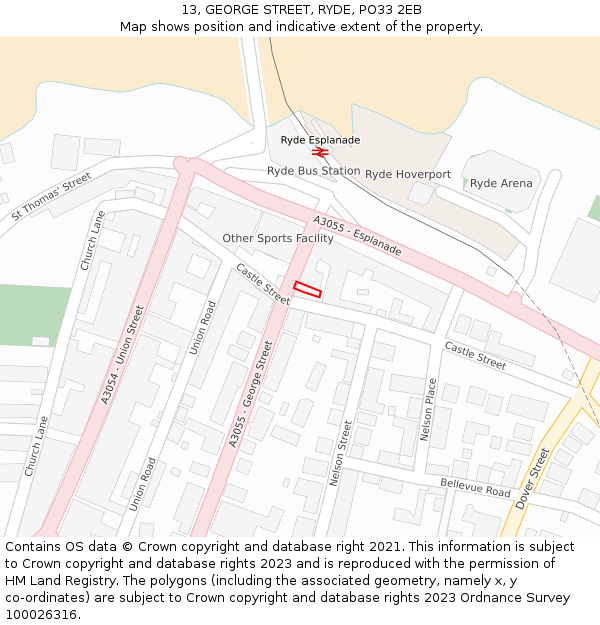 13, GEORGE STREET, RYDE, PO33 2EB: Location map and indicative extent of plot