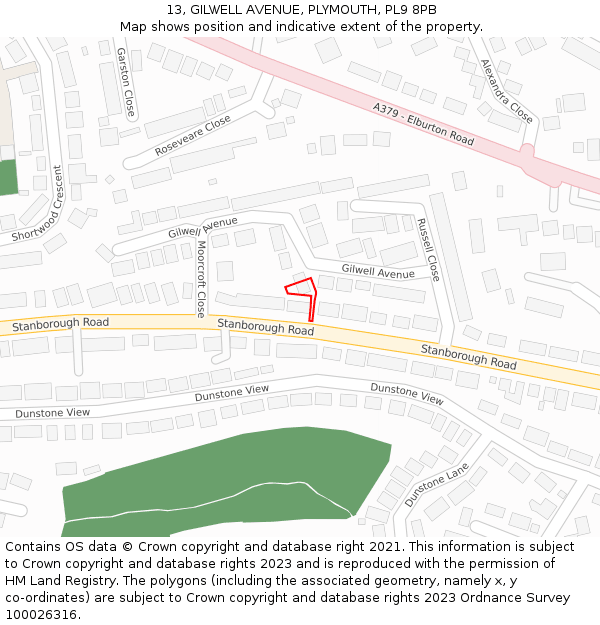 13, GILWELL AVENUE, PLYMOUTH, PL9 8PB: Location map and indicative extent of plot