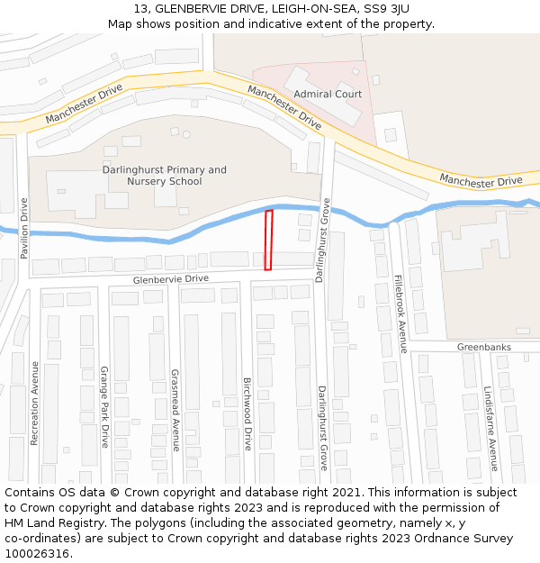13, GLENBERVIE DRIVE, LEIGH-ON-SEA, SS9 3JU: Location map and indicative extent of plot