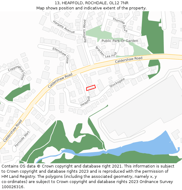 13, HEAPFOLD, ROCHDALE, OL12 7NR: Location map and indicative extent of plot