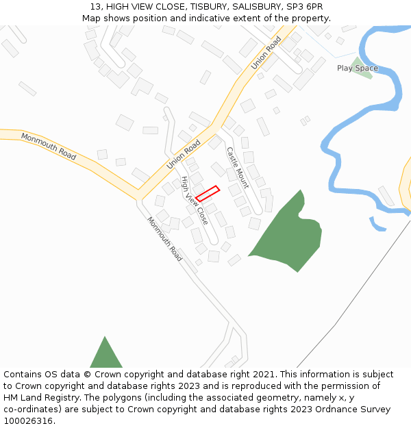 13, HIGH VIEW CLOSE, TISBURY, SALISBURY, SP3 6PR: Location map and indicative extent of plot