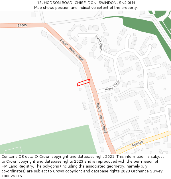 13, HODSON ROAD, CHISELDON, SWINDON, SN4 0LN: Location map and indicative extent of plot