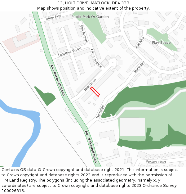 13, HOLT DRIVE, MATLOCK, DE4 3BB: Location map and indicative extent of plot