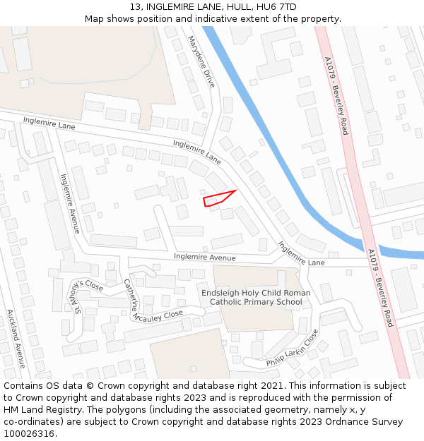 13, INGLEMIRE LANE, HULL, HU6 7TD: Location map and indicative extent of plot