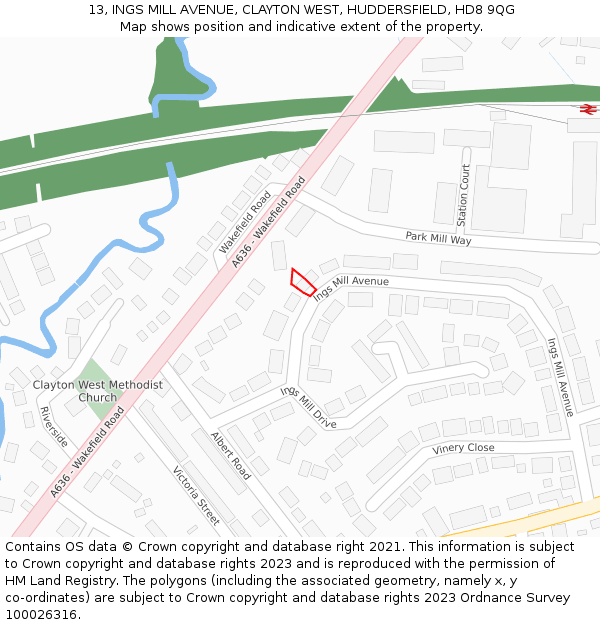 13, INGS MILL AVENUE, CLAYTON WEST, HUDDERSFIELD, HD8 9QG: Location map and indicative extent of plot