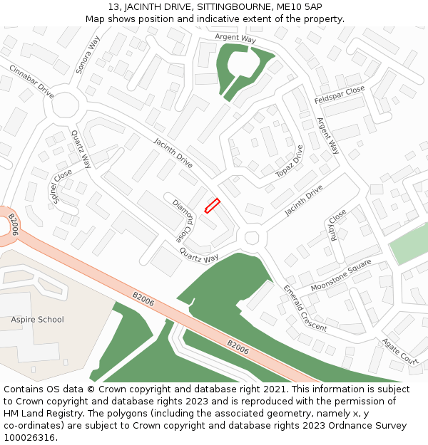 13, JACINTH DRIVE, SITTINGBOURNE, ME10 5AP: Location map and indicative extent of plot