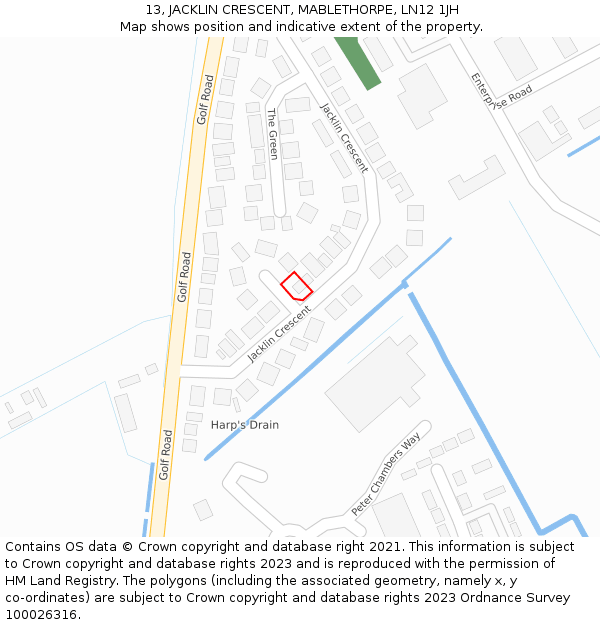 13, JACKLIN CRESCENT, MABLETHORPE, LN12 1JH: Location map and indicative extent of plot