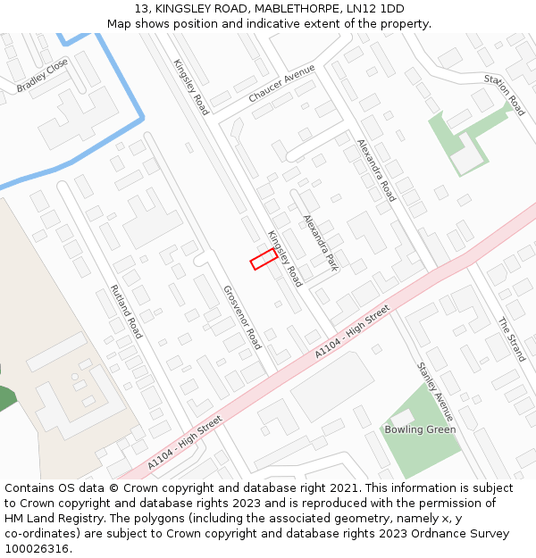 13, KINGSLEY ROAD, MABLETHORPE, LN12 1DD: Location map and indicative extent of plot