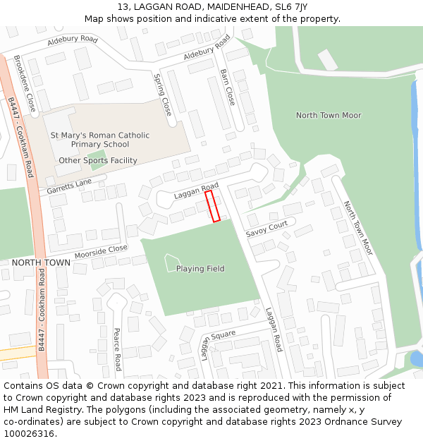 13, LAGGAN ROAD, MAIDENHEAD, SL6 7JY: Location map and indicative extent of plot