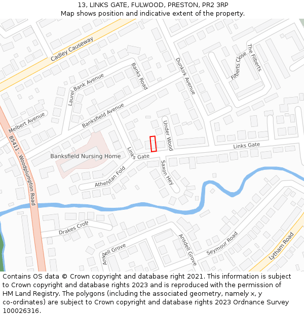 13, LINKS GATE, FULWOOD, PRESTON, PR2 3RP: Location map and indicative extent of plot