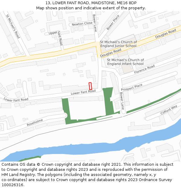 13, LOWER FANT ROAD, MAIDSTONE, ME16 8DP: Location map and indicative extent of plot