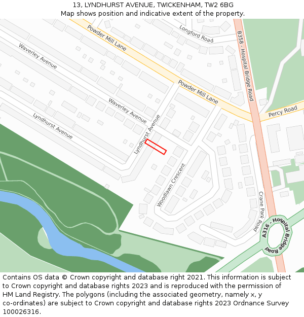 13, LYNDHURST AVENUE, TWICKENHAM, TW2 6BG: Location map and indicative extent of plot