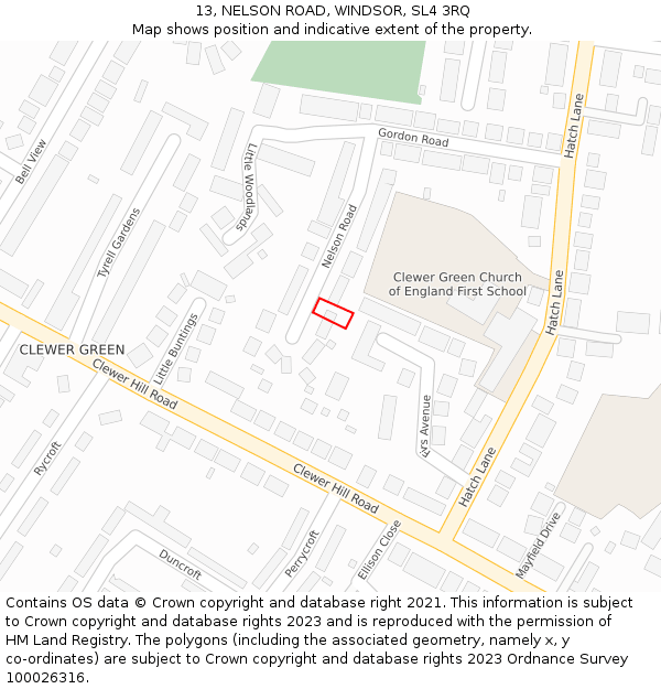 13, NELSON ROAD, WINDSOR, SL4 3RQ: Location map and indicative extent of plot