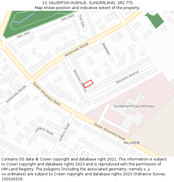 13, NILVERTON AVENUE, SUNDERLAND, SR2 7TS: Location map and indicative extent of plot